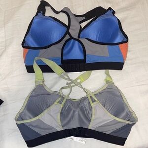 Vibrant Sports Bra Duo in Orange, Blue, and Gray